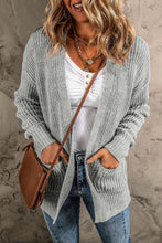 Load image into Gallery viewer, Gray Solid Color Textured Knit Pocket Open Front Cardigan
