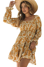Load image into Gallery viewer, Yellow Boho Paisley Long Sleeve Floral Dress

