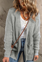 Load image into Gallery viewer, Gray Solid Color Textured Knit Pocket Open Front Cardigan
