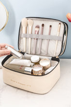 Load image into Gallery viewer, Beige Waterproof PVC Double-layer Cosmetic Bag
