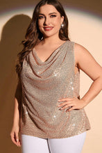 Load image into Gallery viewer, Apricot Plus Size Drape Front Sequined Tank Top
