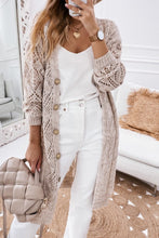 Load image into Gallery viewer, Khaki Hollow-out Openwork Knit Cardigan
