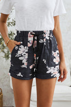 Load image into Gallery viewer, Floral Print Drawstring Elastic Waist Pocketed Shorts
