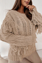 Load image into Gallery viewer, Parchment Tasseled Braided Knit Sweater
