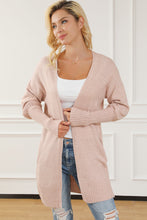 Load image into Gallery viewer, Smoke Gray Ribbed Trim Puff Sleeve Open Cardigan
