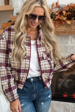 Load image into Gallery viewer, Multicolor Plaid Print Turn Down Collar Zip-up Jacket
