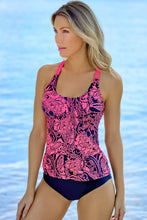 Load image into Gallery viewer, Red Floral Printed Blouson Tankini Top
