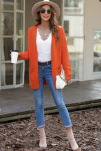 Load image into Gallery viewer, Orange Plain Dual Pockets Open Front Cardigan
