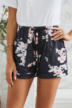 Load image into Gallery viewer, Floral Print Drawstring Elastic Waist Pocketed Shorts
