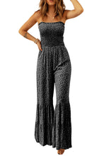 Load image into Gallery viewer, Black Khaki Thin Straps Smocked Bodice Wide Leg Floral Jumpsuit
