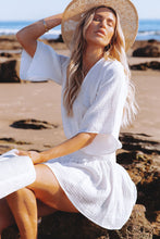 Load image into Gallery viewer, 3/4 Sleeves Textured Smocked Drape Beach Dress
