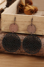 Load image into Gallery viewer, Black Hollow Out Wooden Round Drop Earrings
