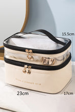 Load image into Gallery viewer, Beige Waterproof PVC Double-layer Cosmetic Bag
