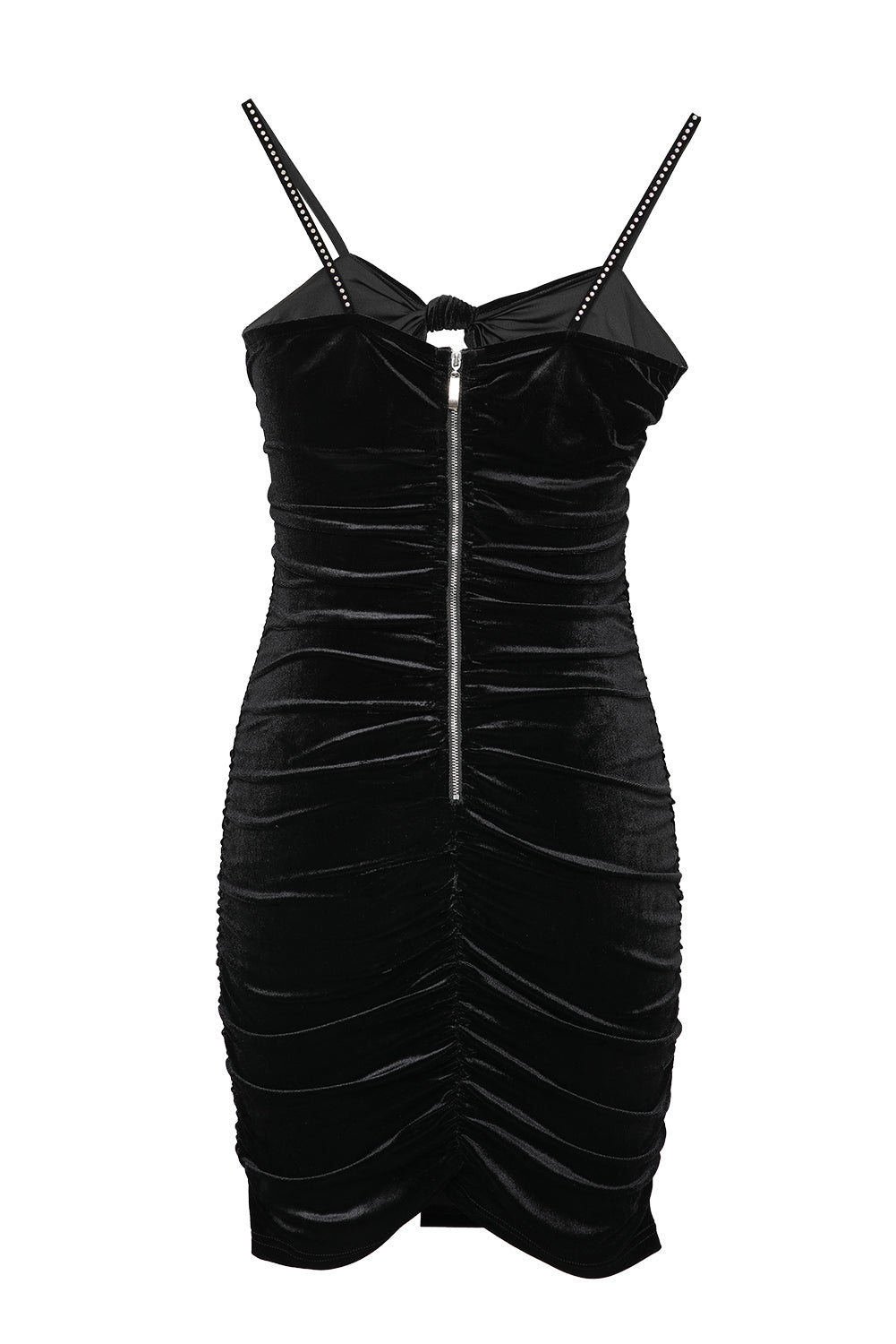 Velvet Rhinestone Cami Ruched Cut Out Bodycon Dress