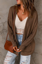 Load image into Gallery viewer, Brown Drop Shoulder Textured Cardigan
