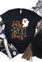 Load image into Gallery viewer, Black Fab Boo Lous Ghost Print Short Sleeve Graphic Tee
