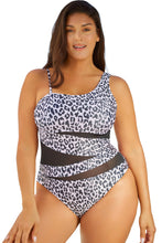 Load image into Gallery viewer, Black One-shoulder Mesh Cuouts Monokini
