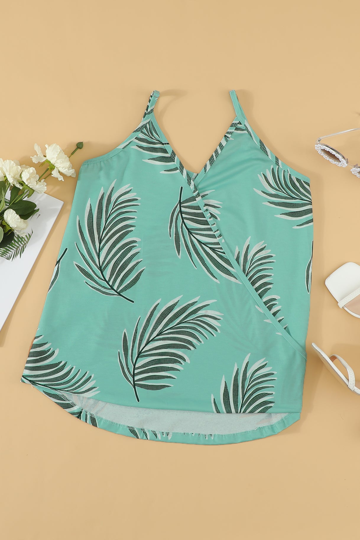 Tropical Leaf Pattern Tank Top