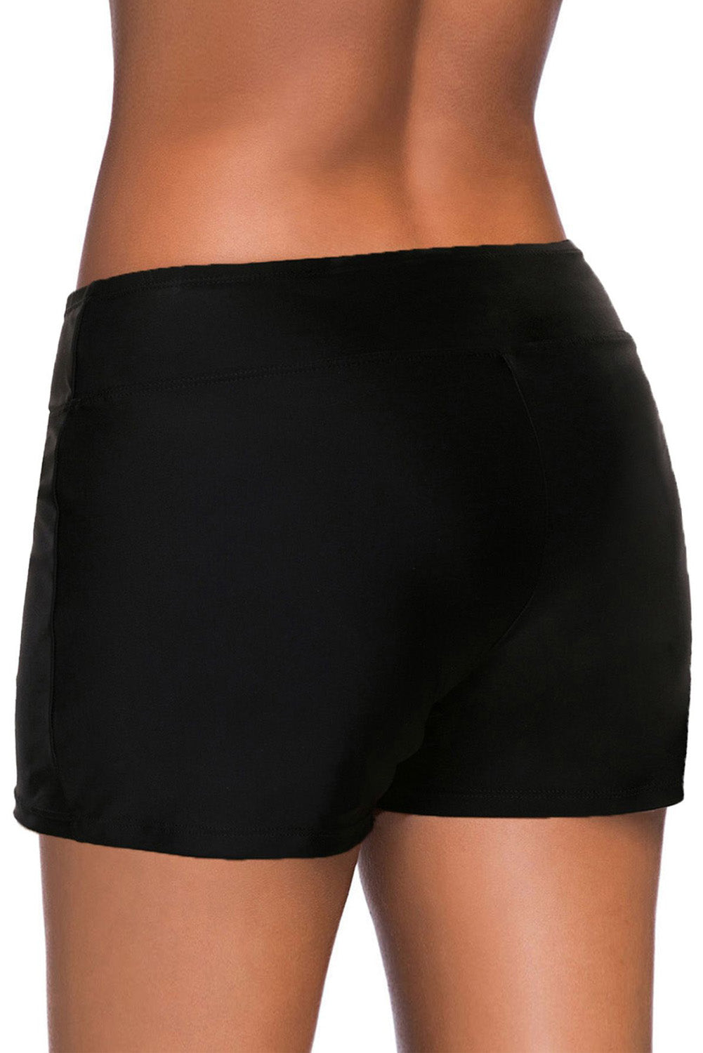 Black Eyelets Waistband Swim Boyshorts