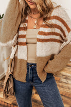 Load image into Gallery viewer, Flaxen Colorblock Striped Open Cardigan
