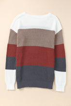 Load image into Gallery viewer, Color Block Knitted O-neck Pullover Sweater
