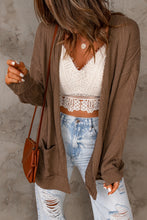 Load image into Gallery viewer, Brown Drop Shoulder Textured Cardigan
