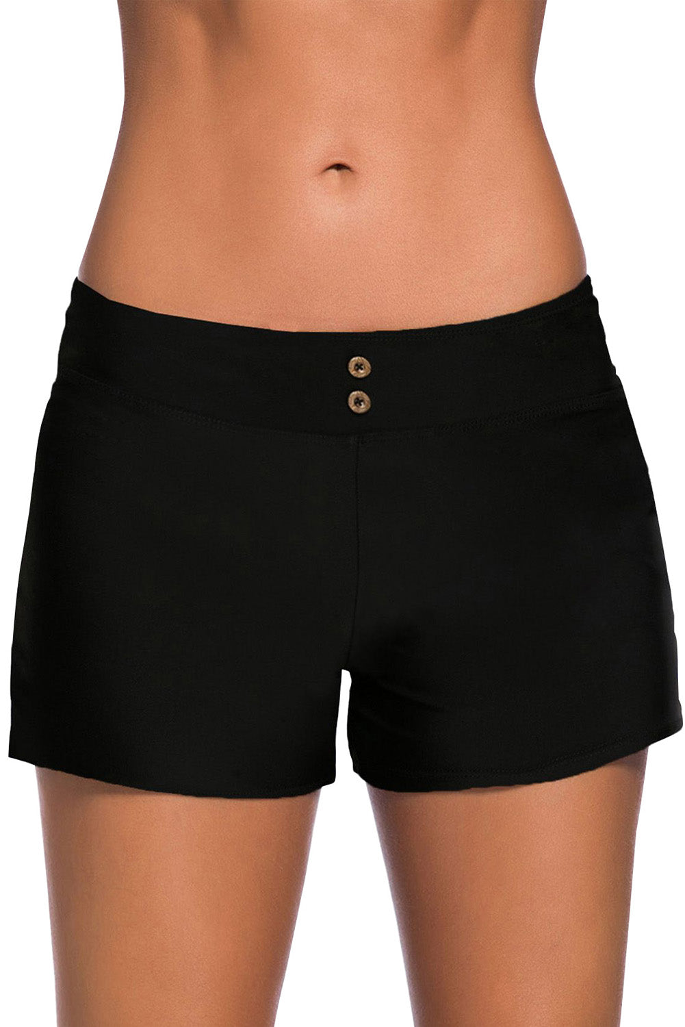 Black Eyelets Waistband Swim Boyshorts