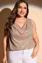 Load image into Gallery viewer, Apricot Plus Size Drape Front Sequined Tank Top
