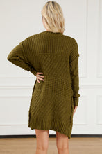 Load image into Gallery viewer, Green Exposed Seam Mixed Knit Drop Shoulder Cardigan
