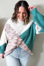 Load image into Gallery viewer, Multicolor Scalloped Color Block Plus Size Sweater

