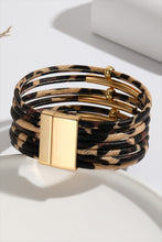 Load image into Gallery viewer, Brown Multi-layer Leopard Beaded Magnet Buckle Bracelet

