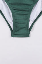 Load image into Gallery viewer, Blackish Green Ruched U Neck Ribbed Tankini
