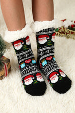 Load image into Gallery viewer, Black Cartoon Santa Claus Christmas Fleece Socks
