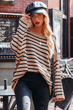 Load image into Gallery viewer, Casual Drop Shoulder Knitted Pullover Striped Sweater
