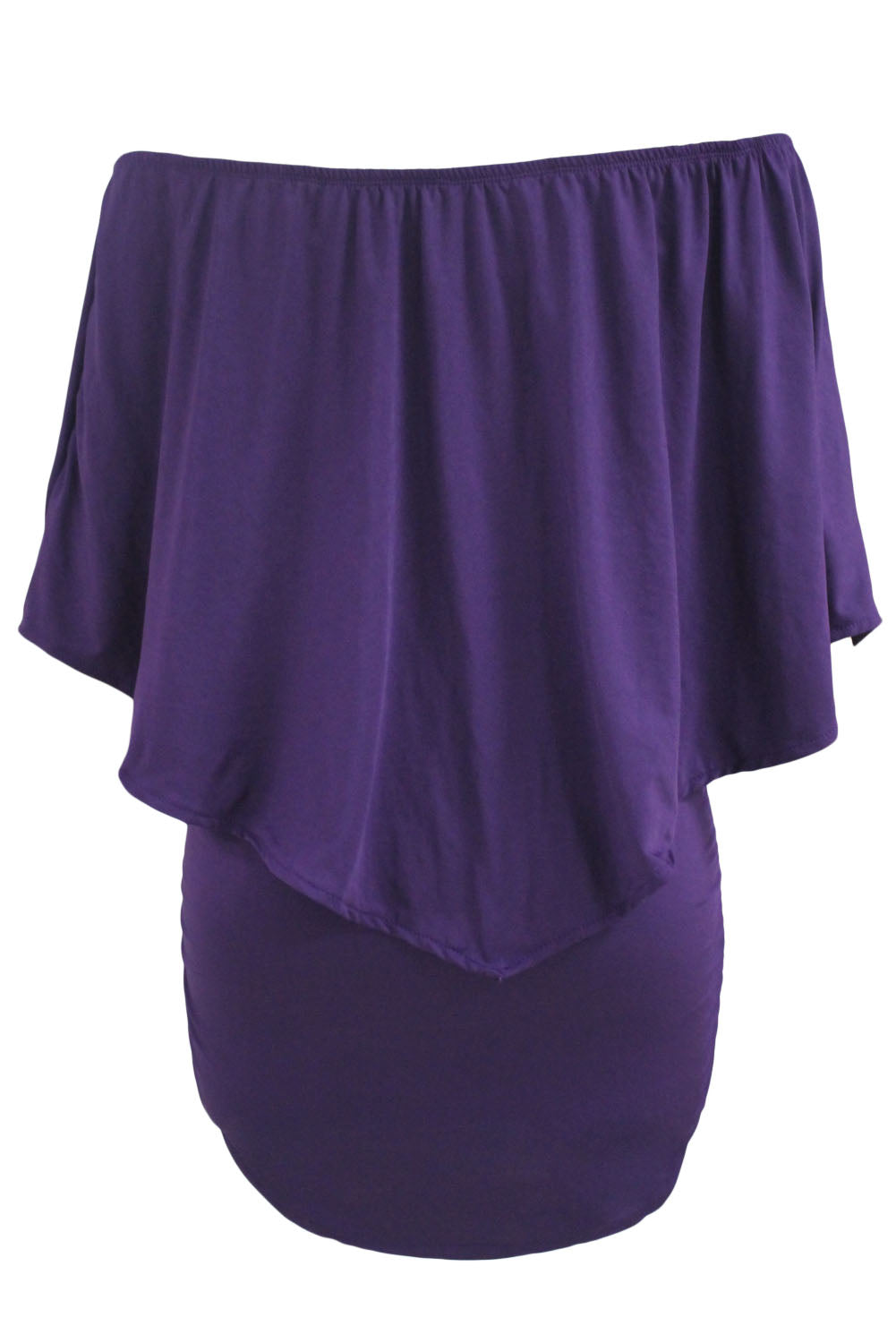 Plus Size Multiple Dressing Layered Purple Mini Poncho Dress