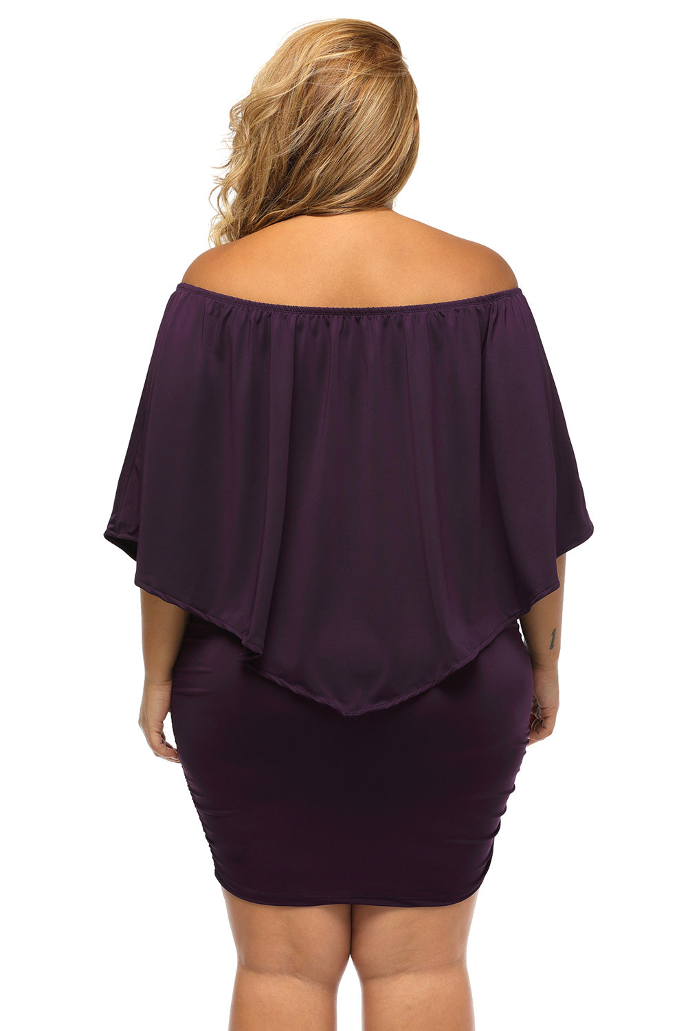 Plus Size Multiple Dressing Layered Purple Mini Poncho Dress