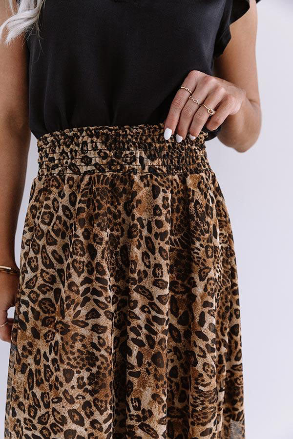 Malaina Smocked Waist Leopard Skirt