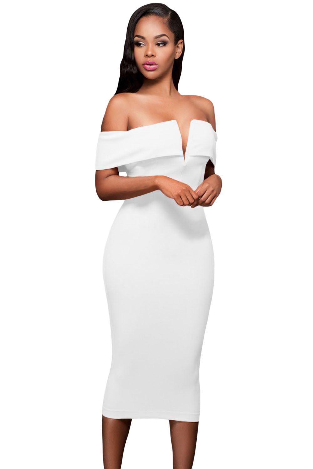 Off-the-shoulder Midi Dress