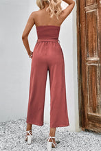 Load image into Gallery viewer, Decorative Button Strapless Smocked Jumpsuit with Pockets
