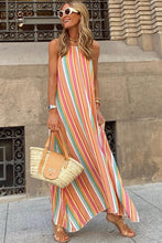 Load image into Gallery viewer, Bohemian Striped Print Sleeveless Holiday Maxi Dress
