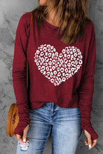 Load image into Gallery viewer, Heart Graphic Round Neck Long Sleeve T-Shirt
