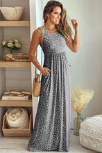 Load image into Gallery viewer, Leopard Print Pocketed Sleeveless Maxi Dress
