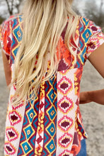 Load image into Gallery viewer, Multicolor Floral Aztec Geometric Cap Sleeve Top
