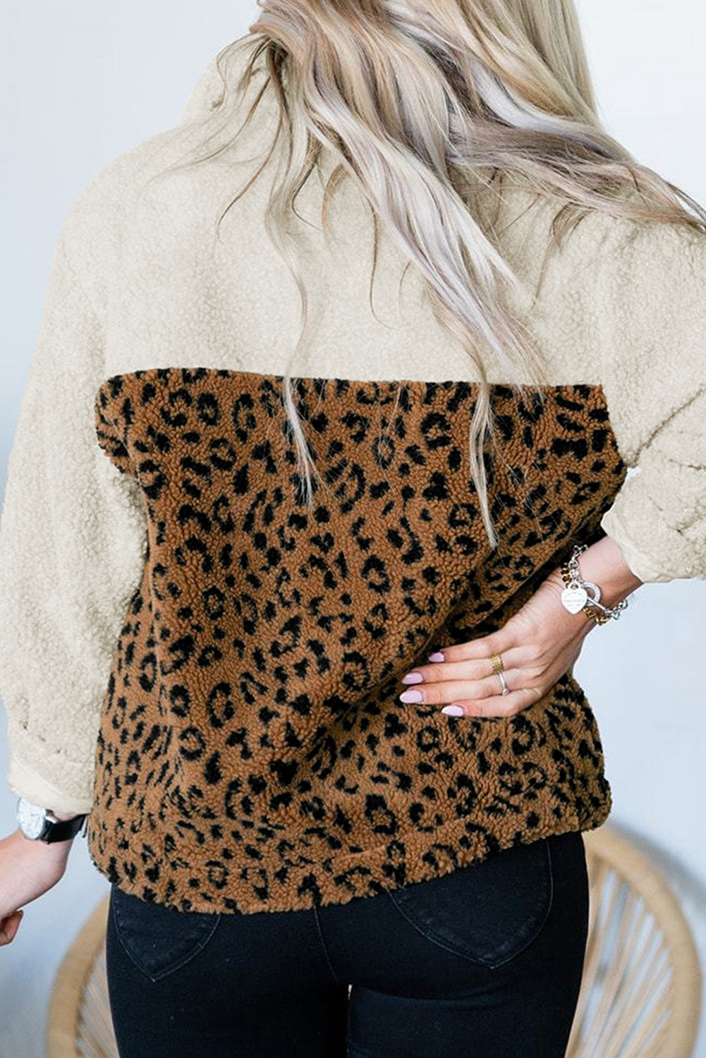 Elliana Plus Size Leopard Colorblock Jacket