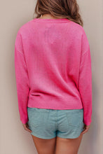 Load image into Gallery viewer, XOXO Heart Round Neck Dropped Shoulder Sweater
