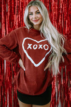 Load image into Gallery viewer, Heart Letter Graphic Round Neck Sweatshirt
