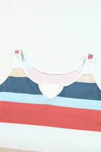 Load image into Gallery viewer, Multicolor Striped Color Block Notched Neck Tank Top
