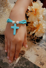 Load image into Gallery viewer, Lily Turqouise Cross bracelet
