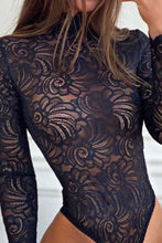 Load image into Gallery viewer, Long Sleeve High Neck Skinny Lace Bodysuit
