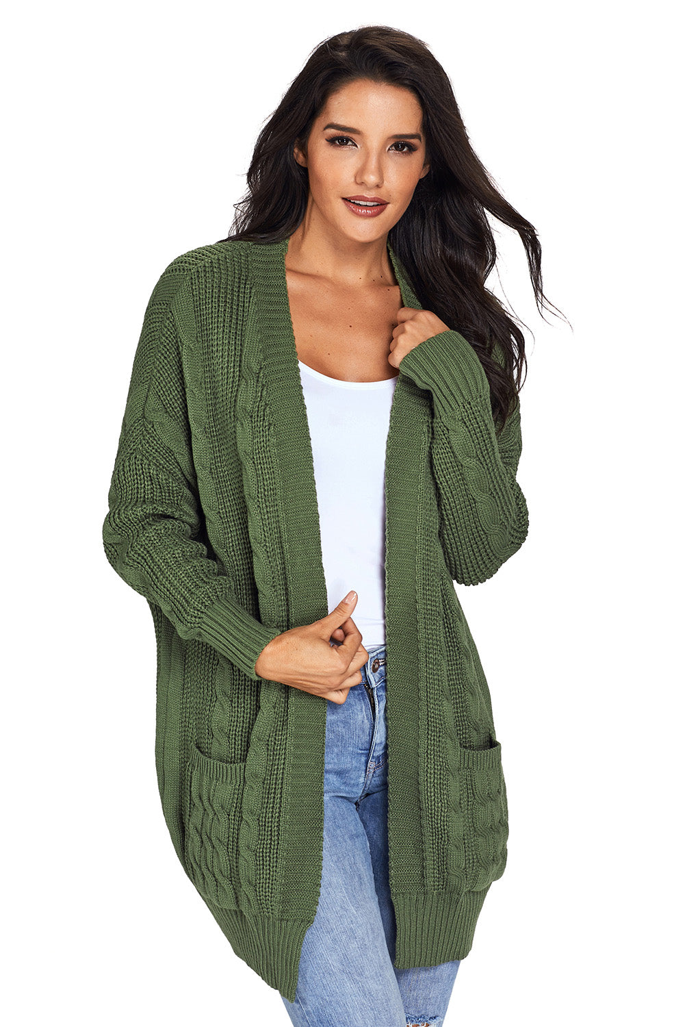 Army Knit Texture Long Cardigan